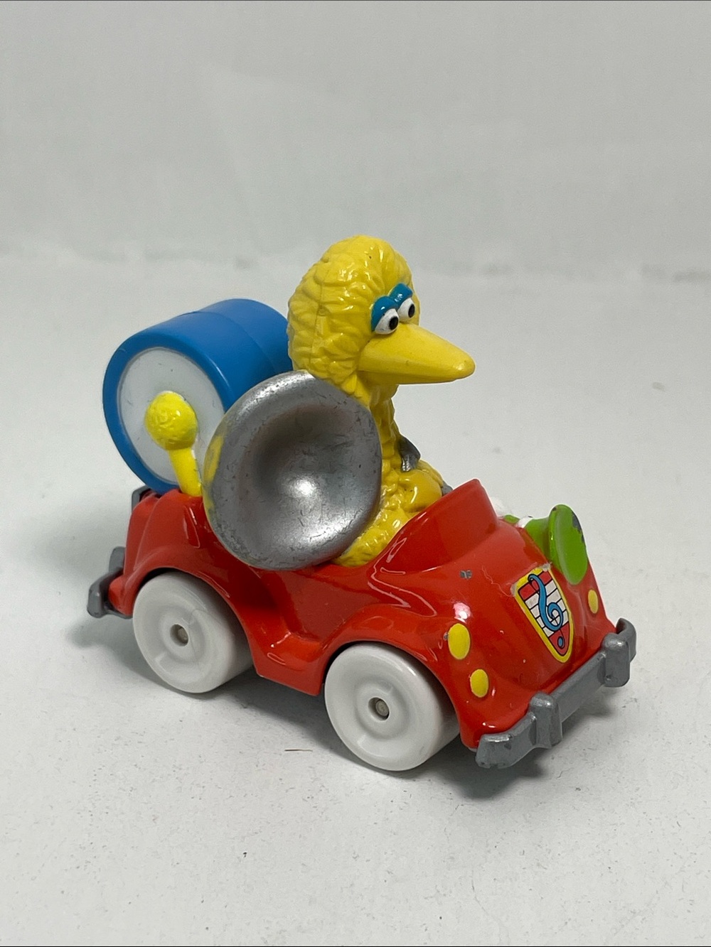 ✨1987 MUPPETS PLAYSKOOL INC Sesame Street BIG BIRD In Red Diecast Car W/Drum✨